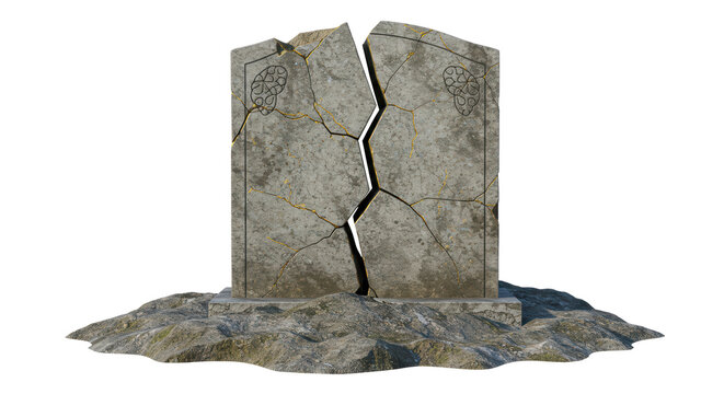 Isolated Broken Gravestone Monument