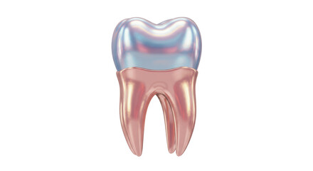 Isolated Metallic and Copper Anatomical Tooth