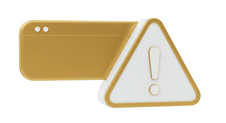 Isolated Golden Browser Window with Warning Triangle