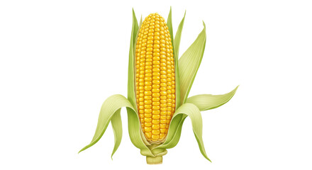 Isolated Fresh Corn on the Cob with Husk