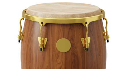 Isolated Wooden Conga Drum Musical Instrument
