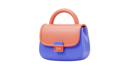 Isolated Two-Tone Handbag with Handle and Clasp