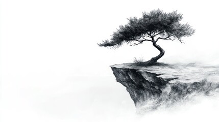 Solitary tree on cliff edge