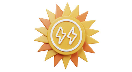 Isolated Sun Energy Icon with Lightning Bolt Symbol