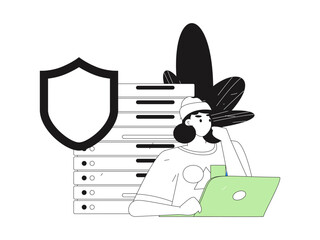 Business network security character flat vector concept operation hand drawn illustration
