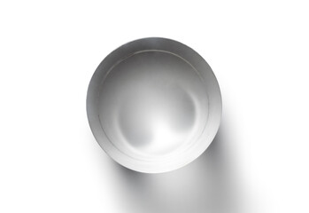 Transparent cylindrical acrylic on white background, Top view