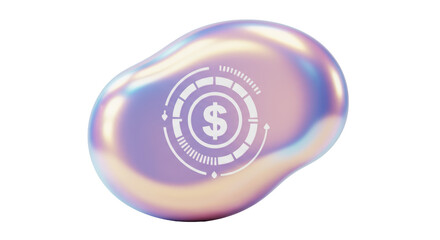 Isolated Iridescent Orb with Dollar Sign