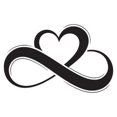 Infinity love, forever symbol Vector Black silhouettes. with white background