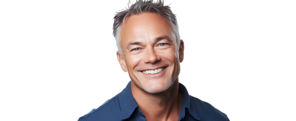 Photo of Joop Haaglanden as an Apple CEO, smiling and looking at the camera, wearing a blue shirt, against a transparent background..png