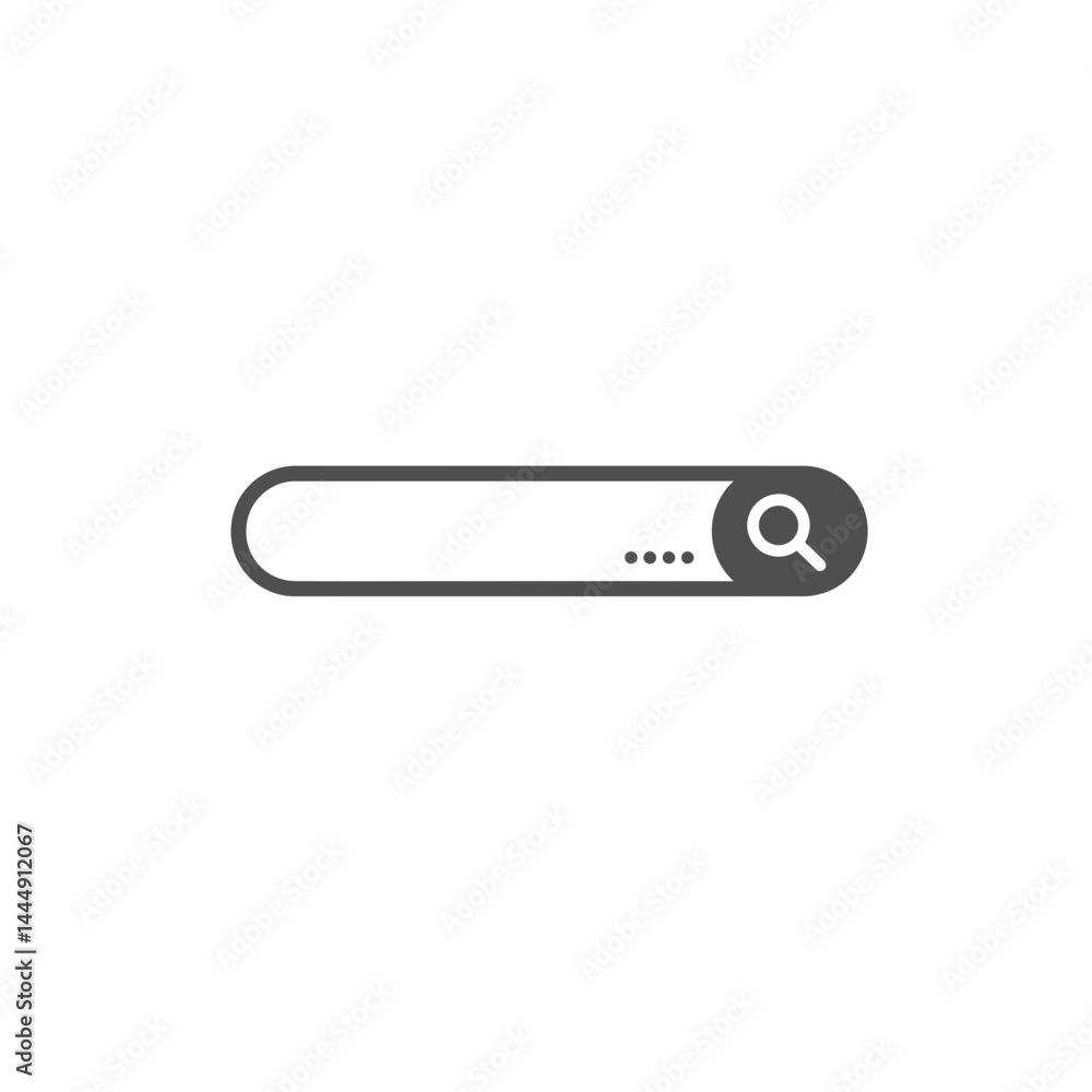 Poster search bar icon: simple and minimalist search bar icon with a magnifying glass symbol, ideal for web