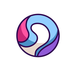 Fototapeta premium Colourful little bouncy ball for kids. Icon of children toy with round shape. Cute bright rubber circle for childish fun and funny games. Flat isolated vector illustration on white background