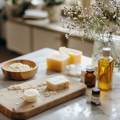 Crafting soap making materials prep surface diy station home environment creative process