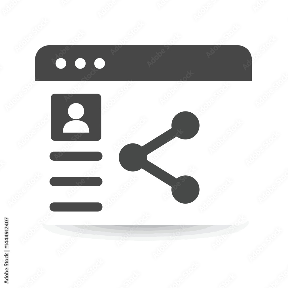 Aufkleber share on webpage: a minimal and modern share icon on a webpage, illustrating digital connection and 