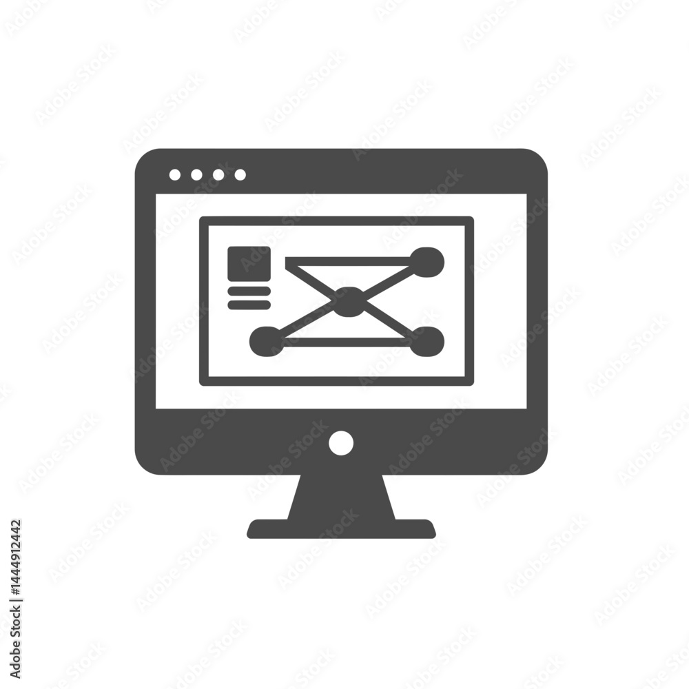 Poster digital interaction: a minimalist representation of a modern computer screen showcasing digital conn