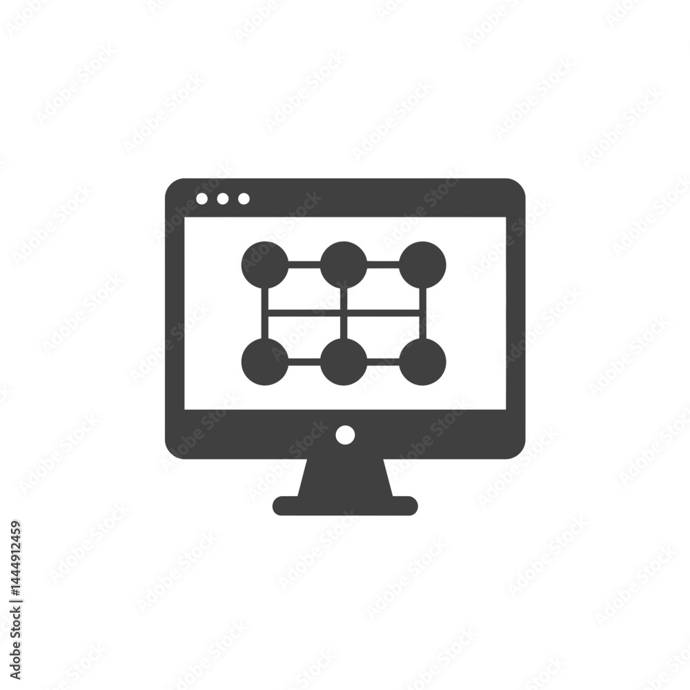 Poster digital network interface: a minimalist digital representation of interconnected nodes, visualized w