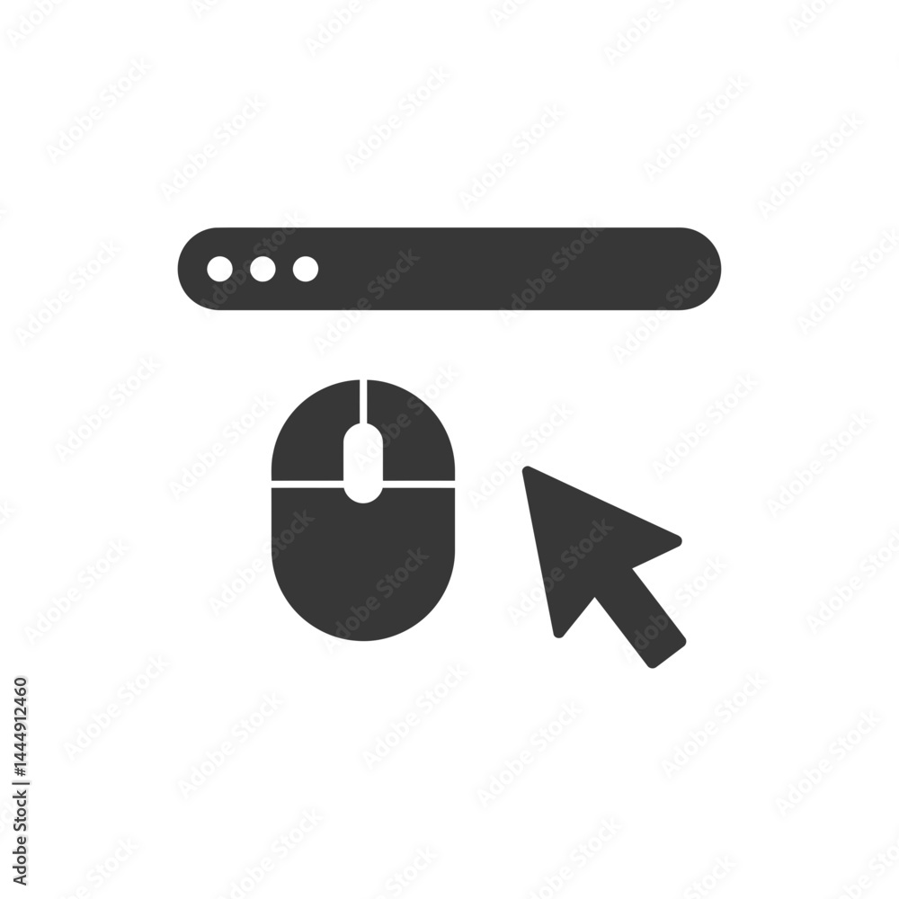 Aufkleber digital interaction: depicting a mouse, cursor, and a horizontal menu bar, conveying seamless naviga