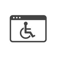 Digital Inclusion: A simple, yet impactful, icon showcasing the commitment to digital accessibility. The graphic portrays a wheelchair symbol within a screen.