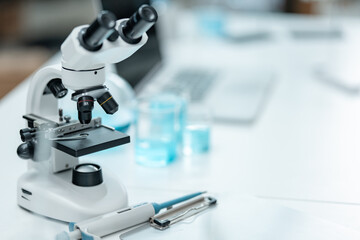Laboratory microscope for scientific research in medical laboratory, biotechnology innovation, drug development, pharmaceutical diagnostics, health science, and microbiological analysis
