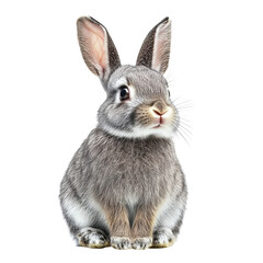 Fototapeta premium Full body portrait of a baby gray rabbit isolated on white background