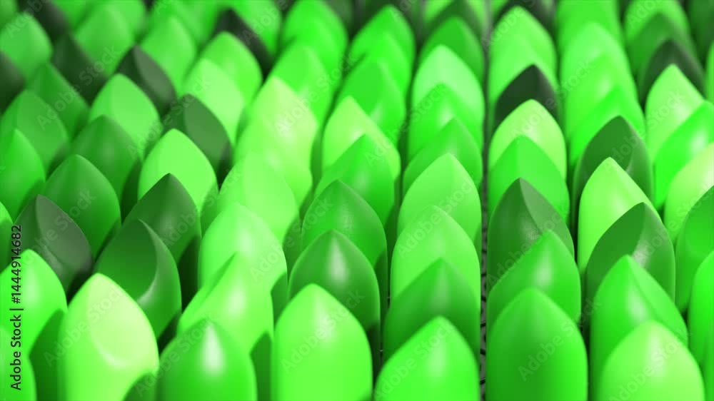 Poster green teardrop shapes flowing in elegant wave pattern, generating dynamic visual movement through sm