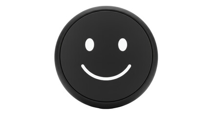 Isolated Glossy Black Circle with Cheerful Smiley Face