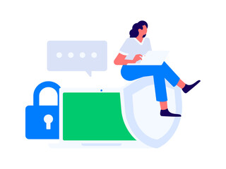 Business network security character flat vector concept operation hand drawn illustration
