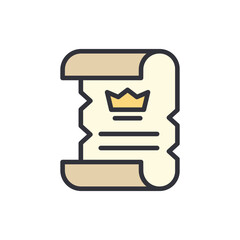 Quest paper colored icons, minimalist vector illustration ,simple transparent graphic element .Isolated on white background