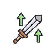 Sword leveling colored icons, minimalist vector illustration ,simple transparent graphic element .Isolated on white background
