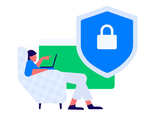 Fototapeta premium Business network security character flat vector concept operation hand drawn illustration 