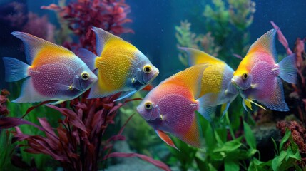 Rainbow Angelfish School: Vibrant Underwater Life