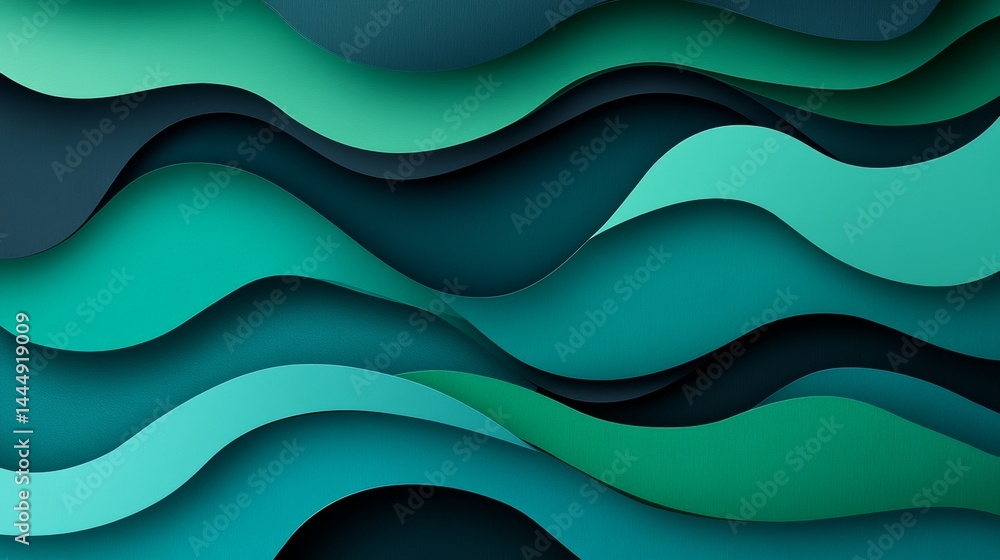 Aufkleber abstract green paper wave background, featuring smooth flowing patterns and modern design elements.