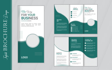 Professional creative corporate business modern Trifold Or Three fold Boucher Design Template Layout With Mockup. Company Annual Report Magazine - Publication Newsletter Design