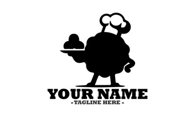 illustration chef meatball cartoon vector design, chef meatball mascot  cartoon character and  chef meatball cartoon logo icon art