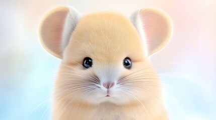 Obraz premium Cute, fluffy, light orange mouse face