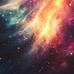 Fototapeta premium Vibrant Cosmic Nebula with Stunning Colorful Gas and Stars in Space