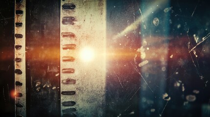 Naklejka premium Abstract vintage photographic film strip with light leaks and grunge textures