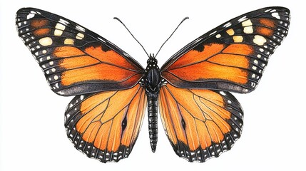 Detailed illustration of a monarch butterfly