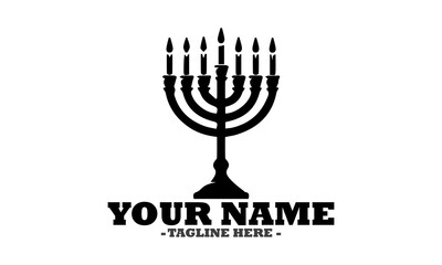 Hanukkah menorah with candles isolated on transparent background, illustration hanukkah menorah concept, hanukkah menorah vector design and logo art