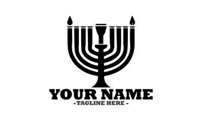 Hanukkah menorah with candles isolated on transparent background, illustration hanukkah menorah concept, hanukkah menorah vector design and logo art