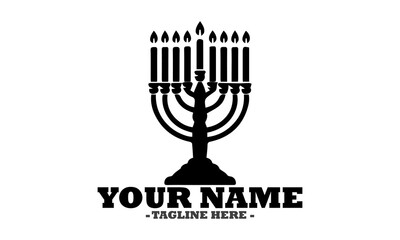 Hanukkah menorah with candles isolated on transparent background, illustration hanukkah menorah concept, hanukkah menorah vector design and logo art