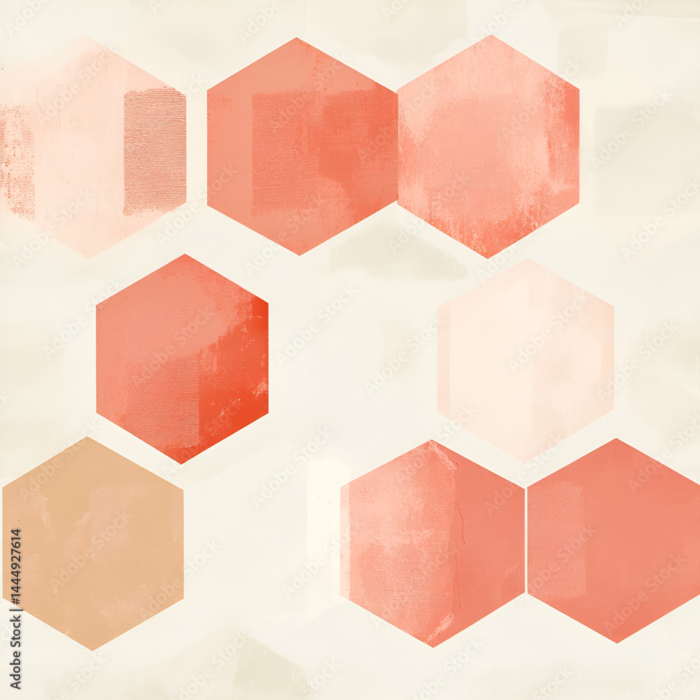Poster artistic hexagonal patterns abstract design digital artwork soft colors aesthetic view visual concep