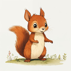 squirrel cartoon plant design