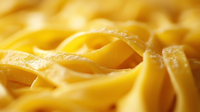 Close-up of fresh pasta noodles. 