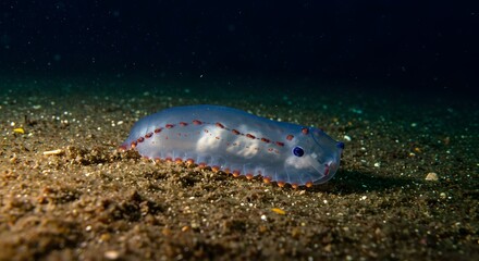 Stunning Underwater Photography of a Rare Sea Creature: The Blue Button Jellyfish on Ocean Floor