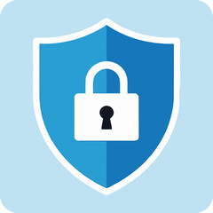 Simple blue shield with lock – digital data safety badge