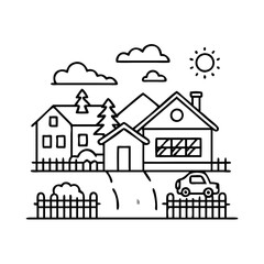 Naklejka premium suburban american icon, suburban american vector illustration-simple illustration of suburban american, perfect for suburban american logos and icons