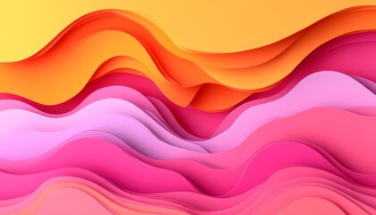 Abstract Paper Carved Wave Patterns in Vibrant Coral and Peach Hues, Nature Inspired Layered Design