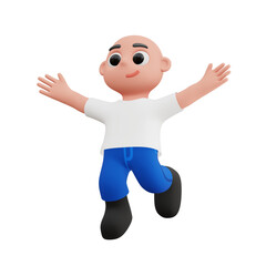 cute boy jumping 3d illustration