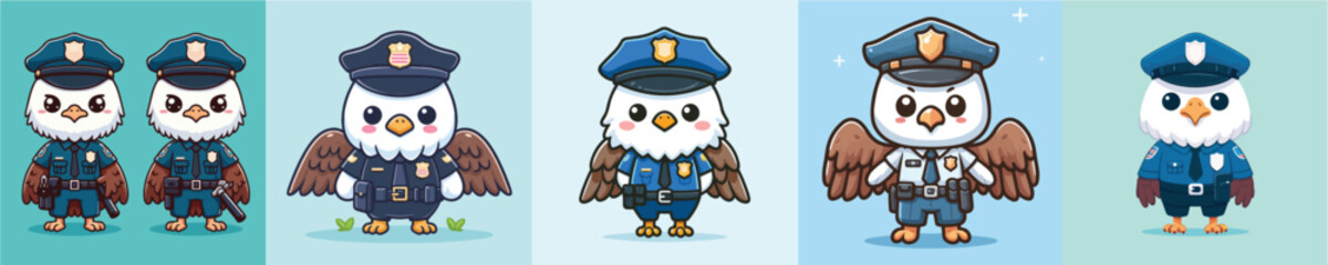 cute eagle vector in police costume