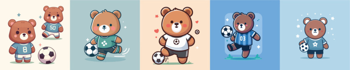 cute bear vector playing ball